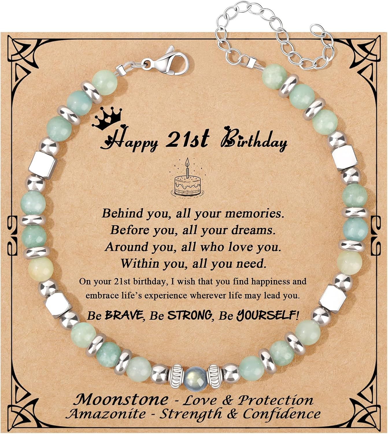 Manufacturer JoycuFF Amazonite Moonstone Bracelets, 6 7 8 9 10 11 Year Old 13th 16th 18th 21st 30th 40th 50th 60th Birthday Gifts for Her Women bracelets