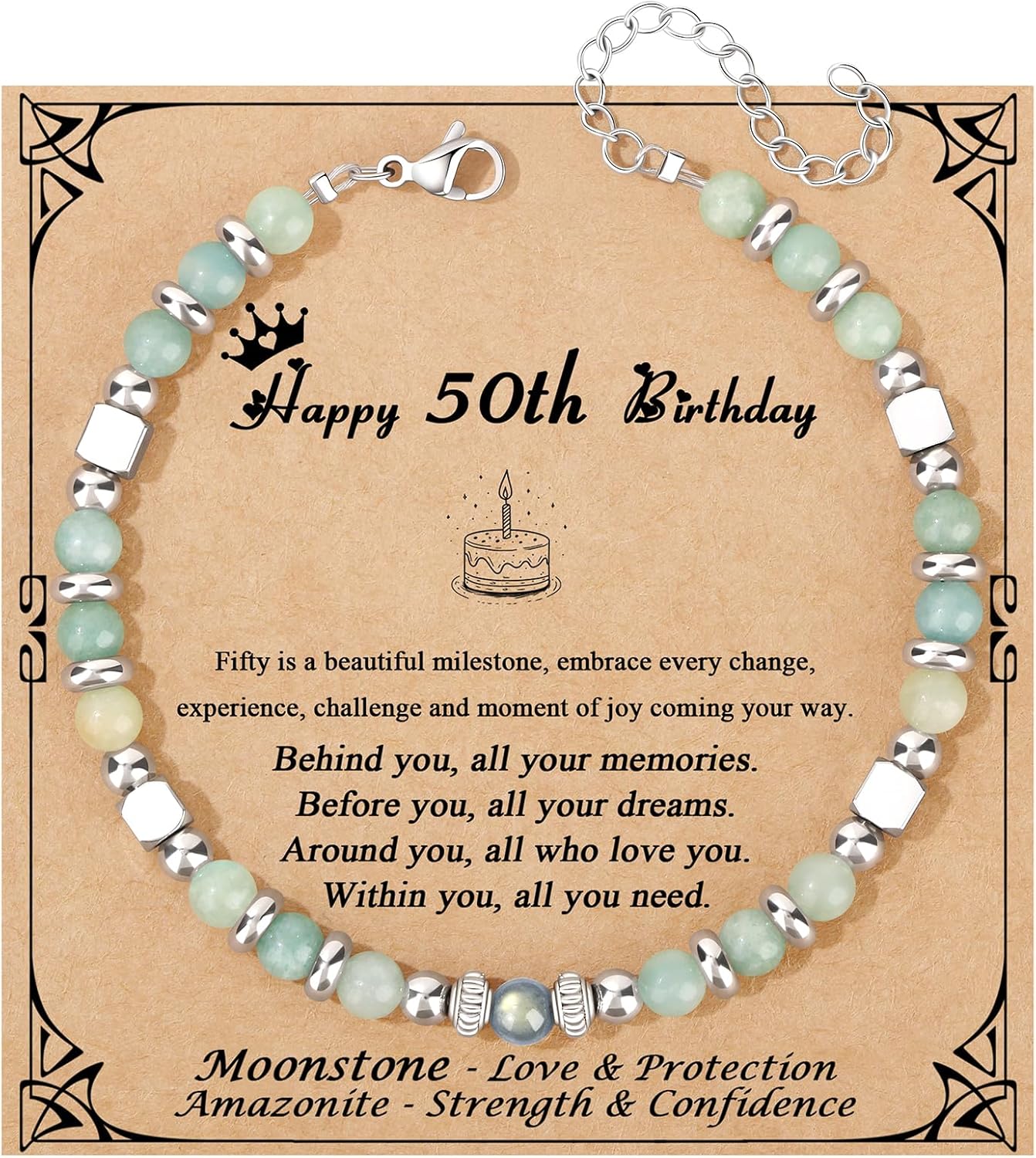 Manufacturer JoycuFF Amazonite Moonstone Bracelets, 6 7 8 9 10 11 Year Old 13th 16th 18th 21st 30th 40th 50th 60th Birthday Gifts for Her Women bracelets