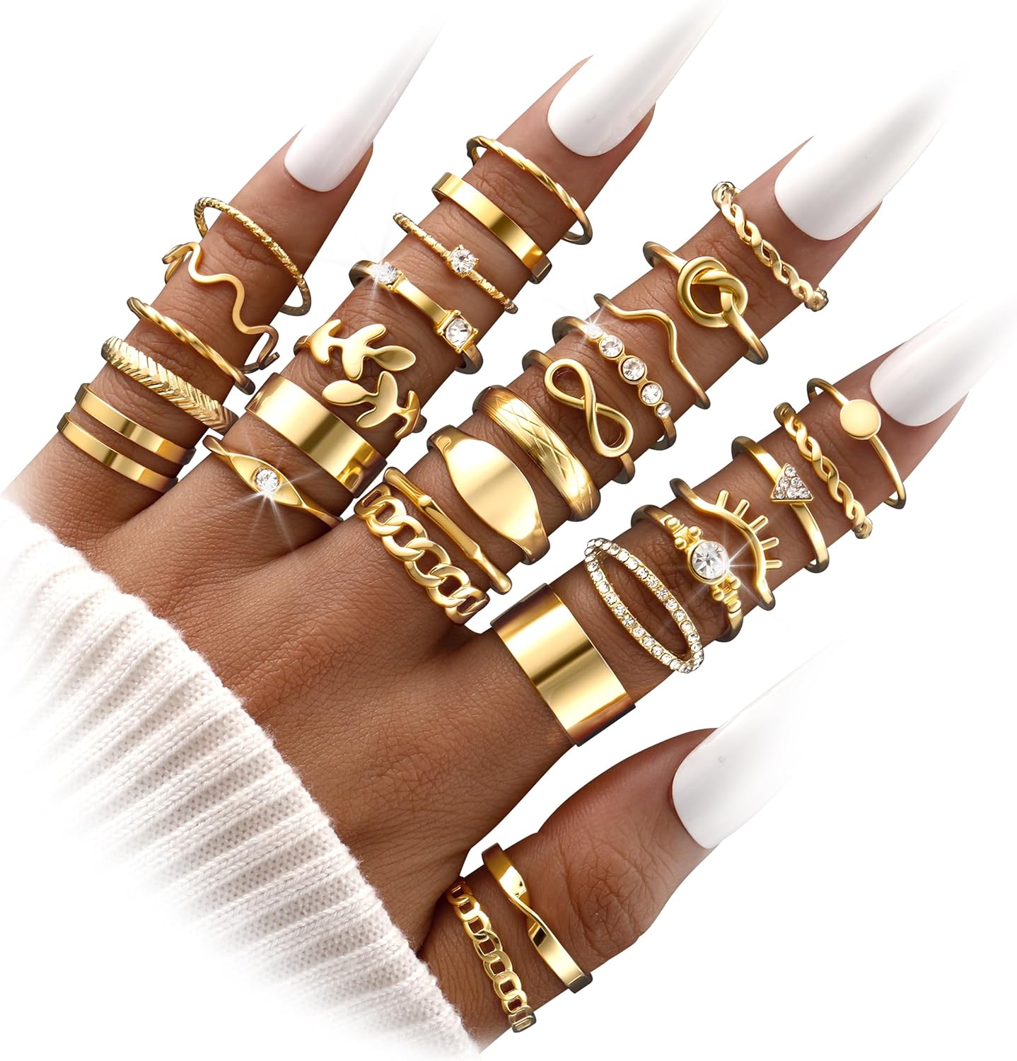 Manufacturer FAXHION 60 Pcs Gold Stackable Rings for Women, Knuckle Rings Chunky Gold Ring Set Dainty Stacking Cute Rings, Multiple Sizes Cute Jewelry Set Gift rings