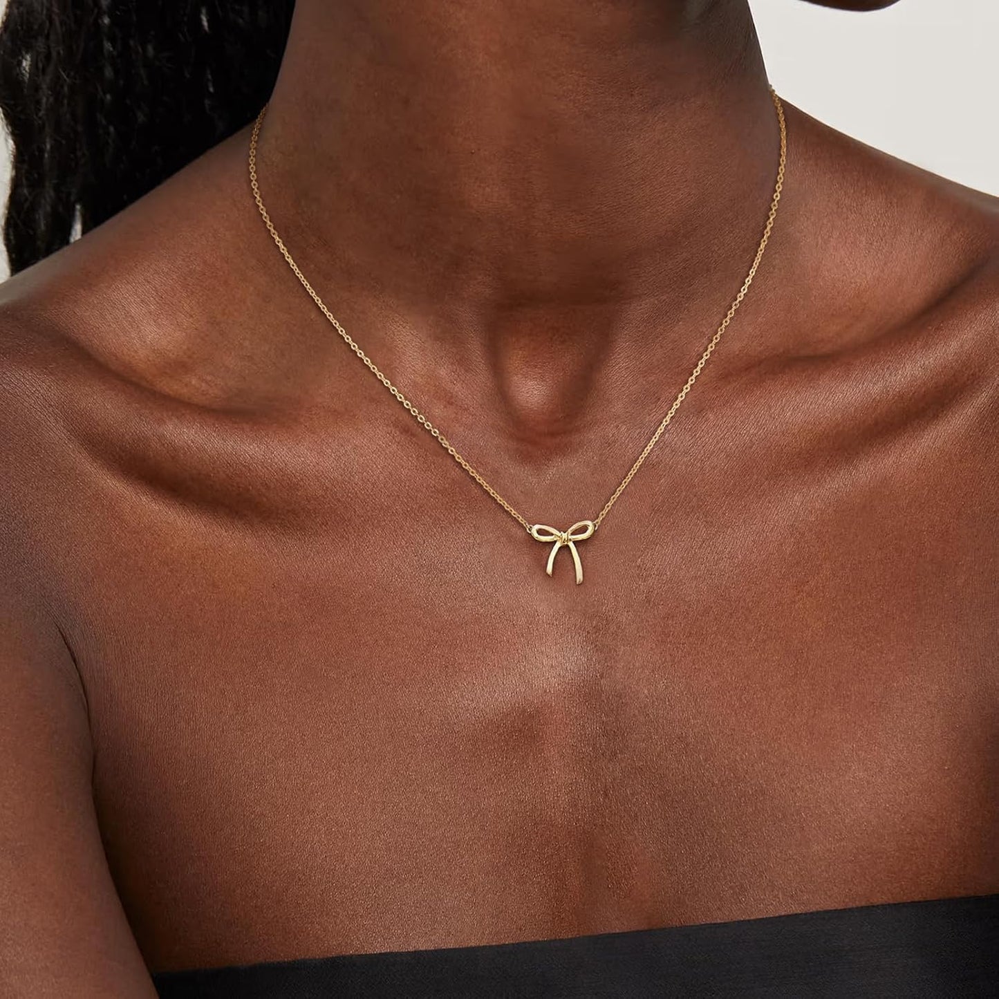 Manufacturer Gold Necklace for Women - Bow Necklace 14K Dainty Gold Necklace Cute Small Tiny Bow Pendant Choker Chain Necklace Trendy Necklaces for Women Gold Jewelry Gift Necklace