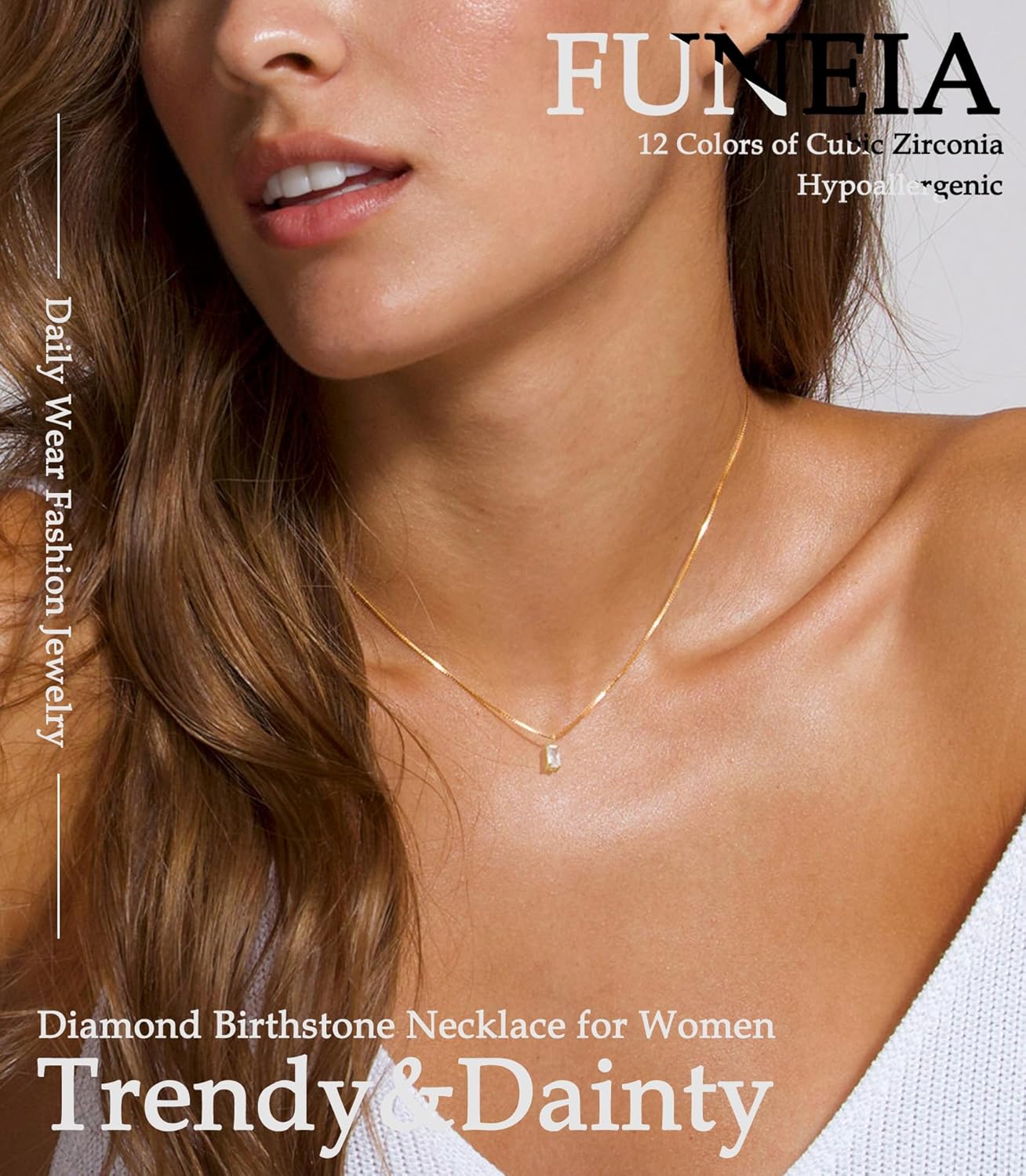 Manufacturer FUNEIA Diamond Necklaces for Women 14K Gold Plated Emerald Birthstone Necklace for Women Mothers Dainty Gold Necklace Blue Green Cubic Zirconia Pendant Necklace Birthday Gifts for Women Jewelry necklace