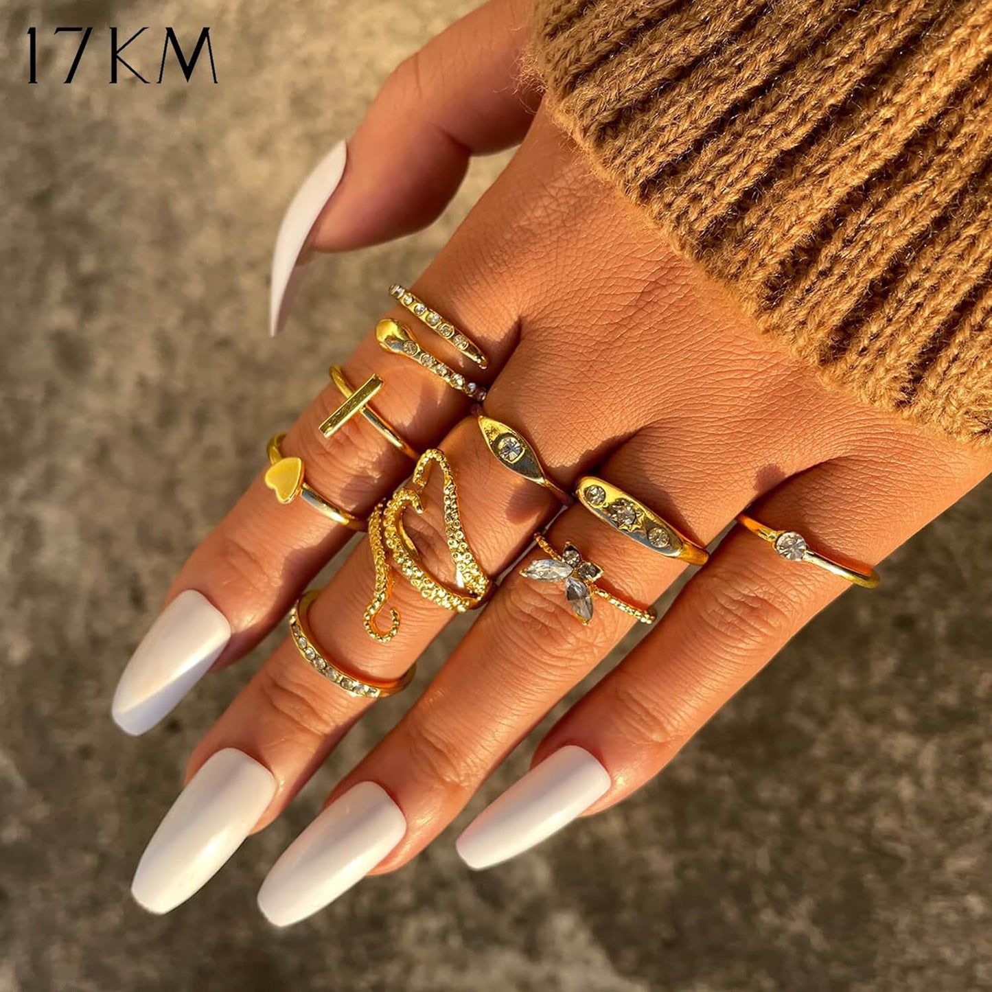 Manufacturer 17KM 60 Pcs Gold Stacks Ring Sets for Women Non Tarnish, Dainty Vintage Stackable Rings Pack, Finger Midi Knuckle Rings for Jewelry Gift rings