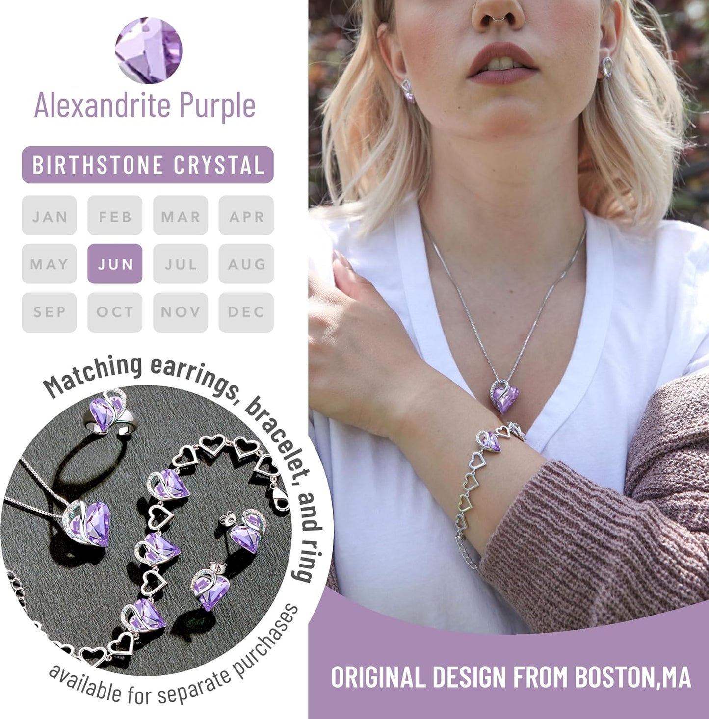 Manufacturer Necklaces for Women, Infinity Love Birthstone Heart Crystal Pendant, Birthday Jewelry Gifts for Her, Mom, and Wife, Silver Plated, 18 plus 2 inch Adjustable Chain Necklace