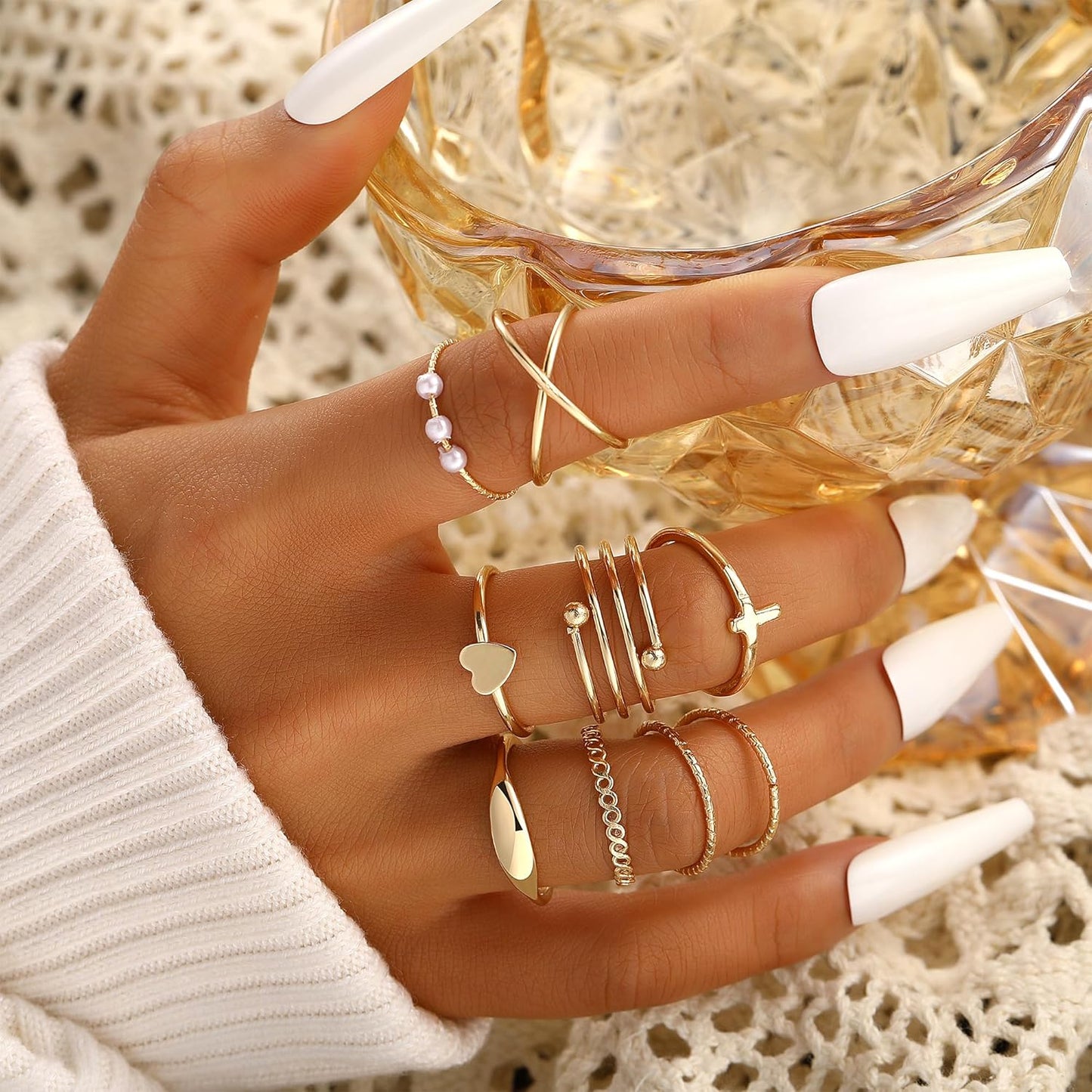 Manufacturer FAXHION 60 Pcs Gold Stackable Rings for Women, Knuckle Rings Chunky Gold Ring Set Dainty Stacking Cute Rings, Multiple Sizes Cute Jewelry Set Gift rings