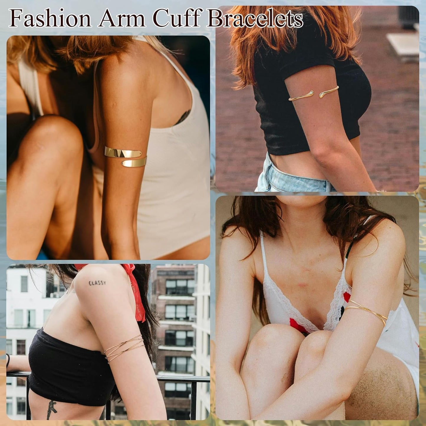 Manufacturer 4Pcs Upper Arm Cuff for Women Open Adjustable Arm Bracelets Minimalist Coil Arm Armband Set bracelets