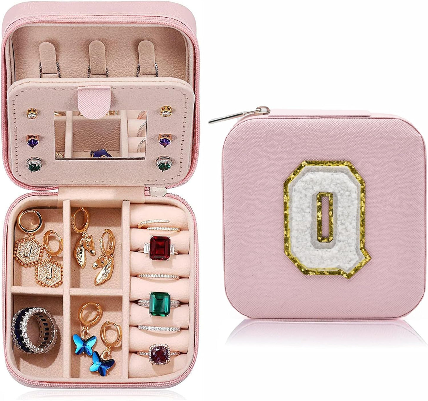 Manufacturer Mini Jewelry Travel Case, PU Leather Travel Jewelry Organizer Box, Small Portable Portable Jewellery Storage Holder for Womens Rings Earrings Necklaces Bracelets (Blue) rings