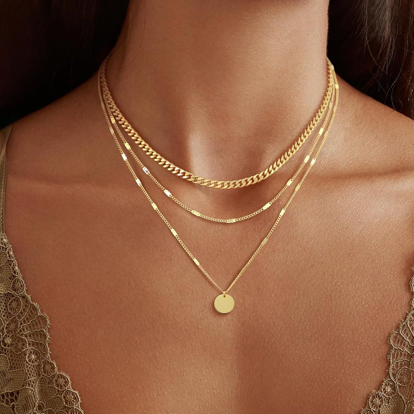 Manufacturer 14K Gold Plated Layering Necklaces For Women Gold Necklace Set, Cuban Link, Snake Chain, Paperclip Layered Chains, Twisted Rope and Twisted Chain, Trendy Layering Necklace Necklace