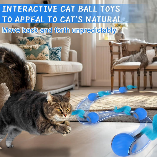 Manufacturer BABORUI Interactive Cat Toy Ball - Automatic Interactive Cat Toys for Indoor Cats with 3 Tails, 2 Speeds Rechargeable Cat Enrichment Toys for Small/Medium/Large Cats to Keep Them Busy(Blue) Cat toy