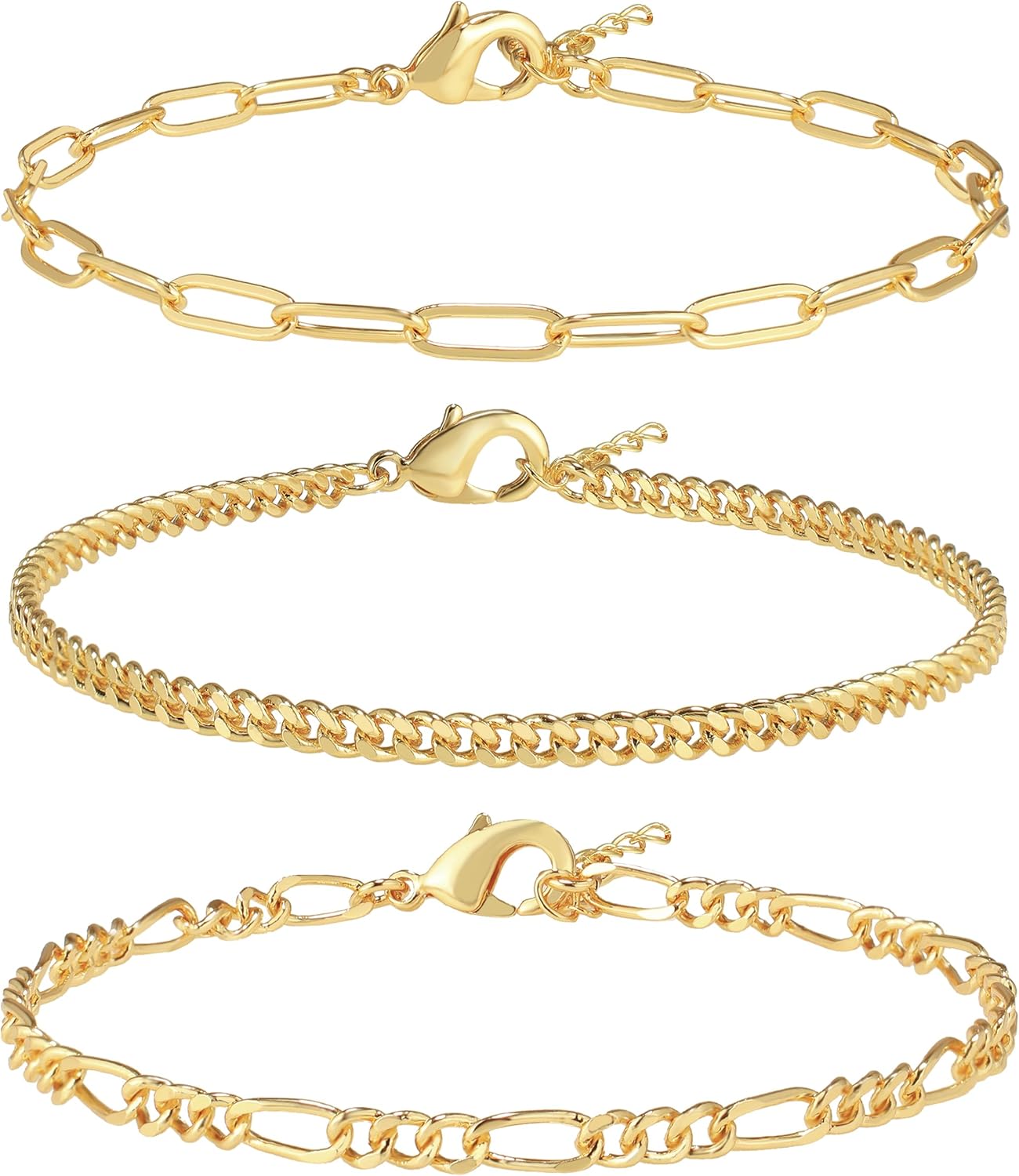Manufacturer Reoxvo Dainty Bracelets for Women Trendy, Sterling Silver Plated Brass Link Chain Charm Bracelet Set for Women Stack 14K Gold Plated Brass Link Bracelets Jewelry Gift for Women rings