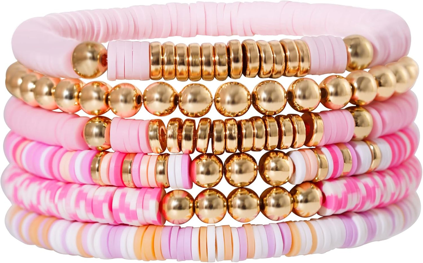 Manufacturer GOOJIDS Surfer Heishi Clay Bead Bracelets for Women Bohemian Stackable Gold Beaded Stretch Bracelets Elastic Layering Friendship Bracelets Set Boho Jewelry bracelets