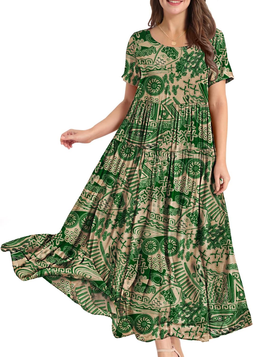 Manufacturer YESNO Women Casual Loose Bohemian Floral Dress with Pockets Short Sleeve Long Maxi Summer Beach Swing Dress EJF dresses