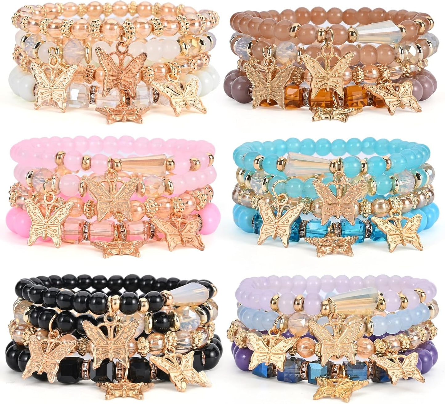 Manufacturer Bohemian Bracelet Sets for Women - 6 Sets Stackable Stretch Bracelets Multi-color Boho Jewelry for Women Hippie Bracelets Dainty Jewelry bracelets