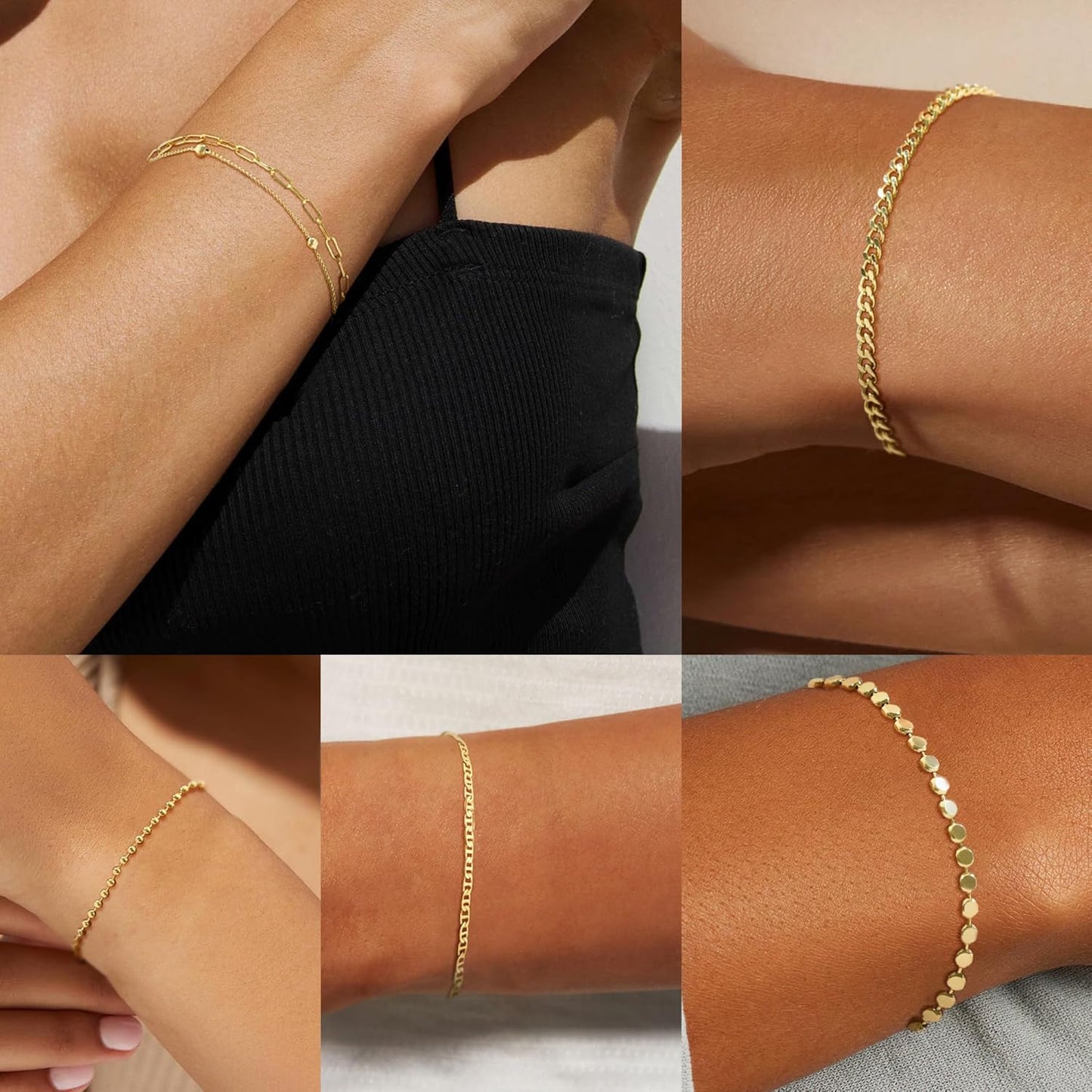 Manufacturer Dainty 14K Gold Bracelets for Women - Waterproof Stackable Gold Bracelet Set - Perfect for Stylish Women bracelets