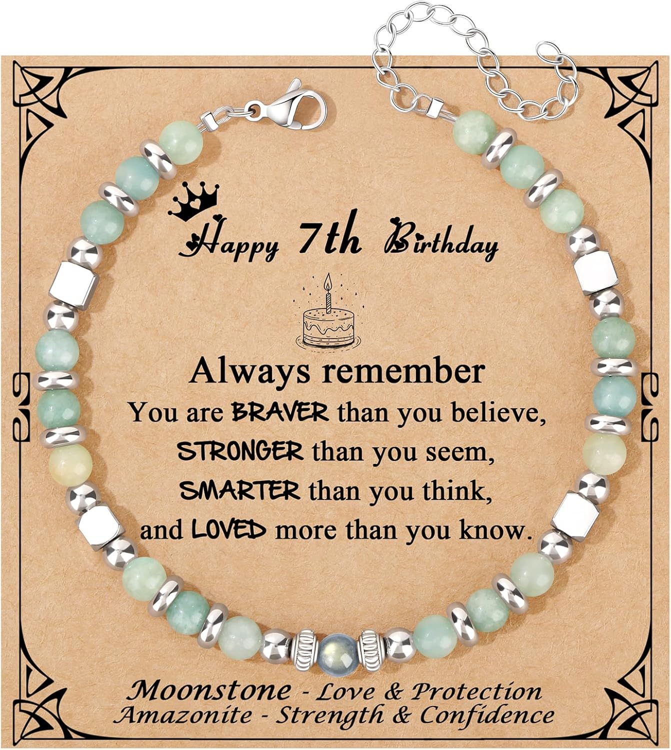 Manufacturer JoycuFF Amazonite Moonstone Bracelets, 6 7 8 9 10 11 Year Old 13th 16th 18th 21st 30th 40th 50th 60th Birthday Gifts for Her Women bracelets