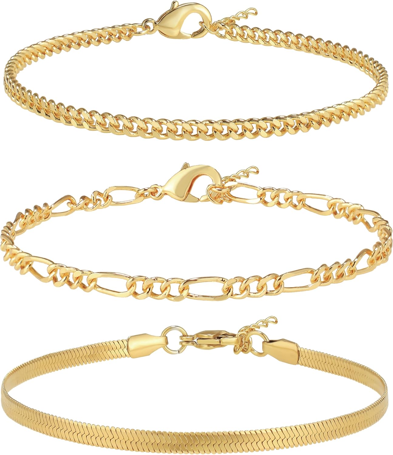 Manufacturer Reoxvo Dainty Bracelets for Women Trendy, Sterling Silver Plated Brass Link Chain Charm Bracelet Set for Women Stack 14K Gold Plated Brass Link Bracelets Jewelry Gift for Women bracelets