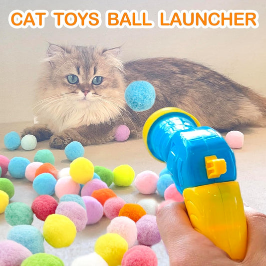 Manufacturer 31Pcs Cat Ball Toy Launcher Gun,Cat Balls Fetch Toy,30Pcs Plush Fuzzy Balls Launcher Cat Toy for Cats with 1 Gun,Funny Interactive Cat Toys for Bored Indoor Adult Cats,Cute Kitten Kitty Toys Cat toy