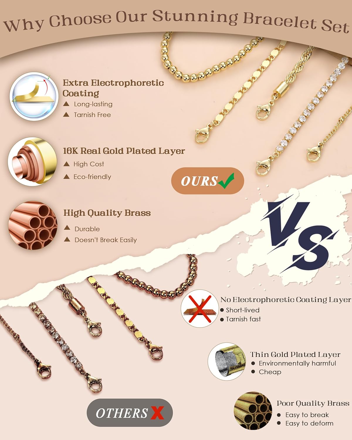 Manufacturer TEN MIRO 16k Chunky Gold Bracelets for Women Non Tarnish,Womens Gold Bracelet Stack Layered Chunky Chain Bracelets Waterproof Link Bracelets Rope Tennis Satellite Bead Ball Bracelet Jewelry Gifts for Womens bracelets