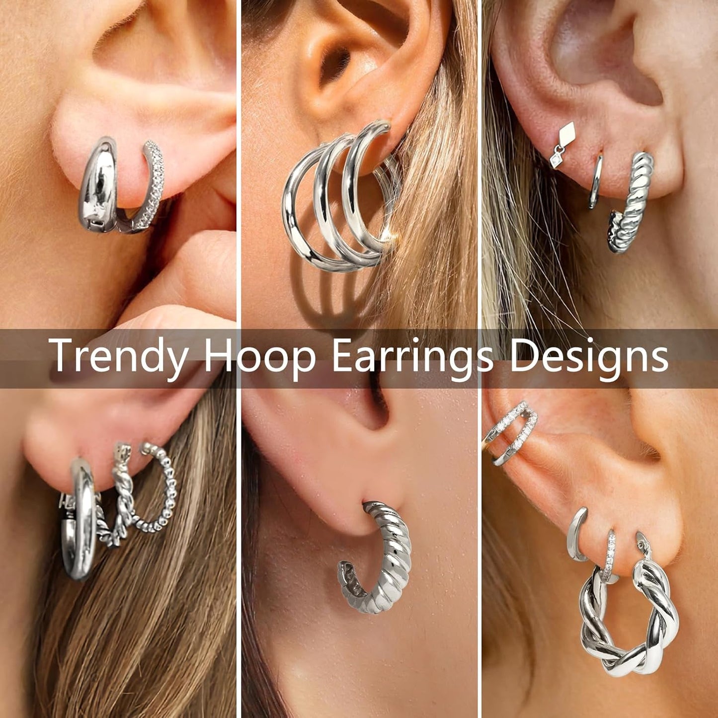 Manufacturer Adoyi 9 Pairs Gold Hoop Earrings Set for Womens Twisted Huggie Hoops Earrings 14K 18K Gold Plated for Girls Valentines Mother's Day Birthday Gifts Lightweight rings