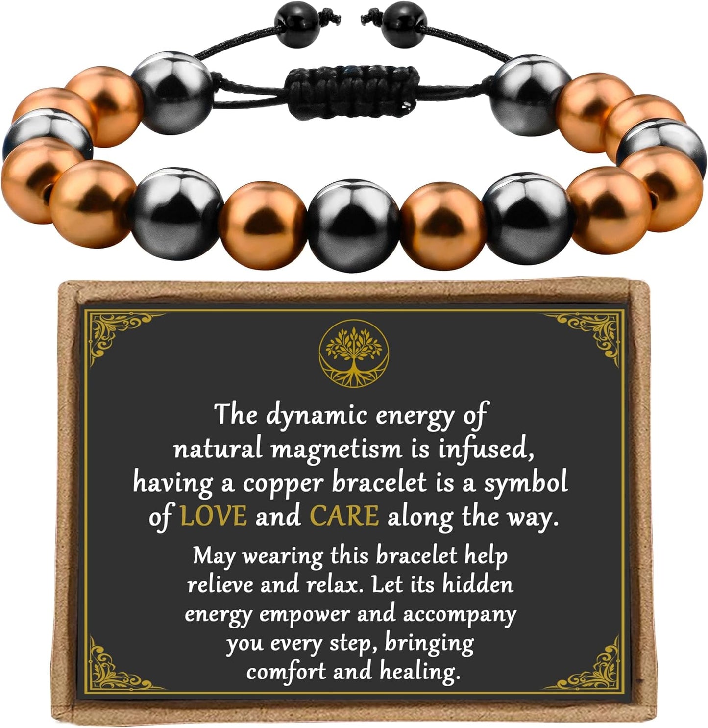 Manufacturer Copper Bracelet for Women and Men, 8MM Magnetic Bracelet 99.99% Pure Copper Jewelry with 3500 Gauss Magnet Beads Cooper Arthritis Health Jewelry as Parents Anniversary Birthday Gifts bracelets