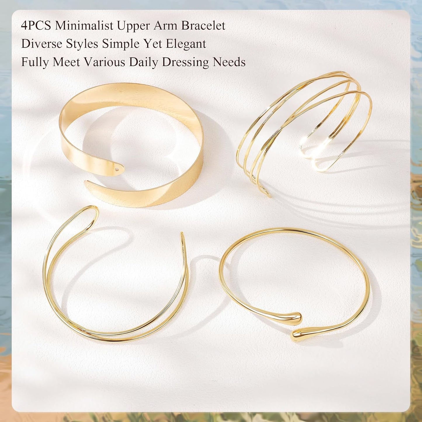Manufacturer 4Pcs Upper Arm Cuff for Women Open Adjustable Arm Bracelets Minimalist Coil Arm Armband Set bracelets