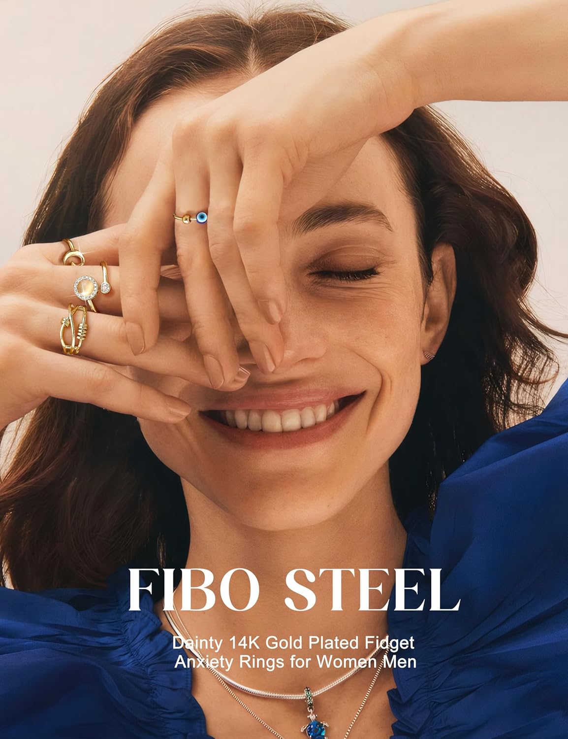 Manufacturer FIBO STEEL 9 Pcs Fidget Anxiety Rings for Women Men Spinner Rings for Anxiety Relieving Stress Open CZ Flower Moon Star Anti Rotatable Rings Adjustable rings