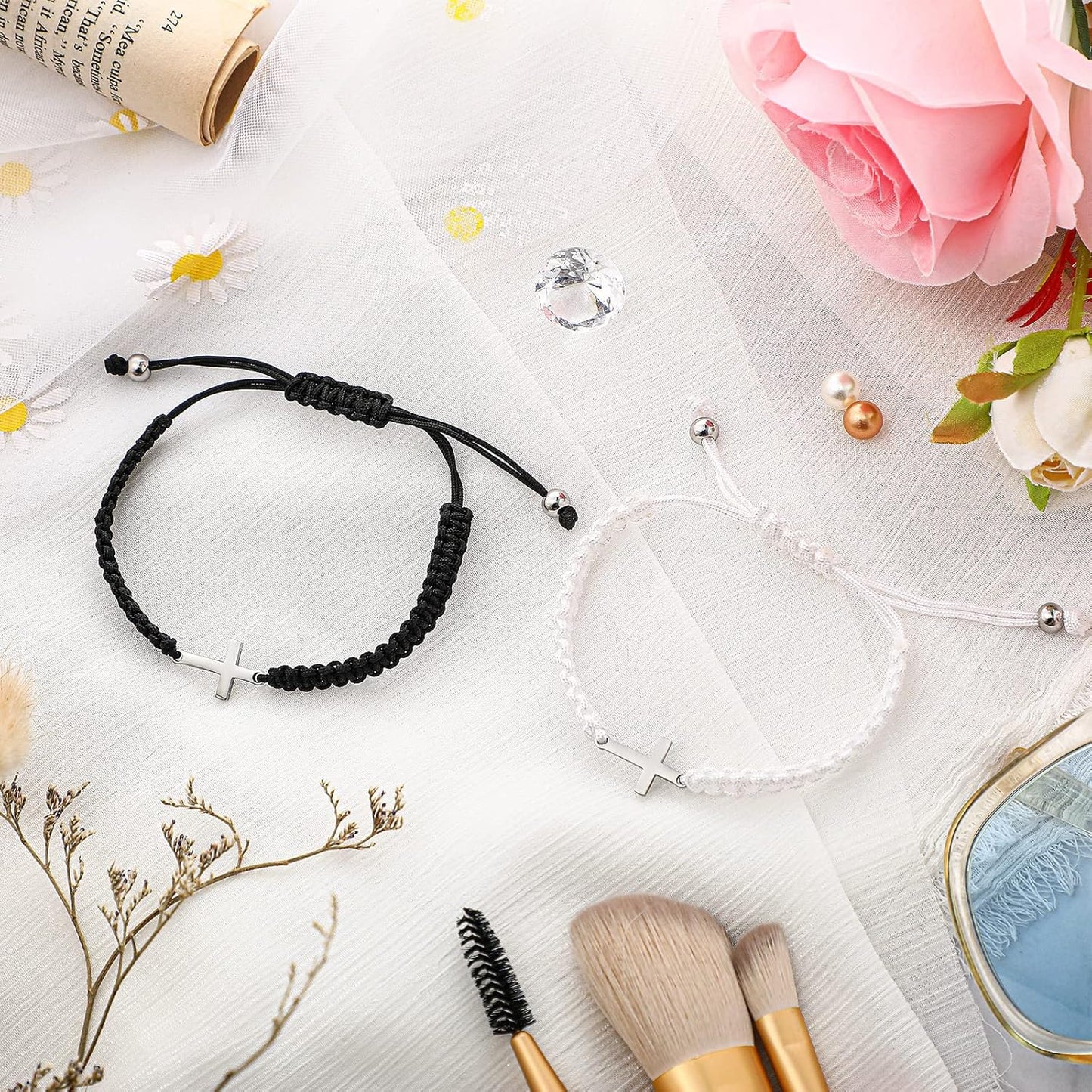 Manufacturer Sureio Cross Friendship Bracelet Adjustable Braided Rope Jesus Christian Cross Bracelets Matching Couple String Lucky Strand BFF Wristband for Women Men Boy Girls Easter Baptism bracelets