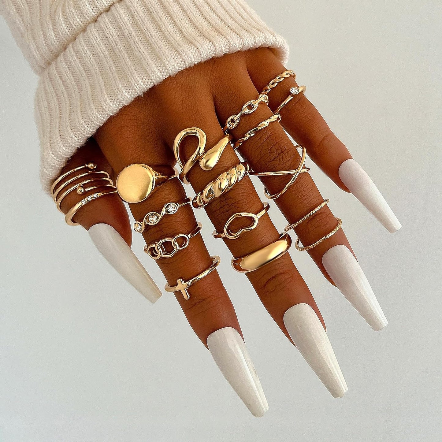 Manufacturer FAXHION 60 Pcs Gold Stackable Rings for Women, Knuckle Rings Chunky Gold Ring Set Dainty Stacking Cute Rings, Multiple Sizes Cute Jewelry Set Gift rings