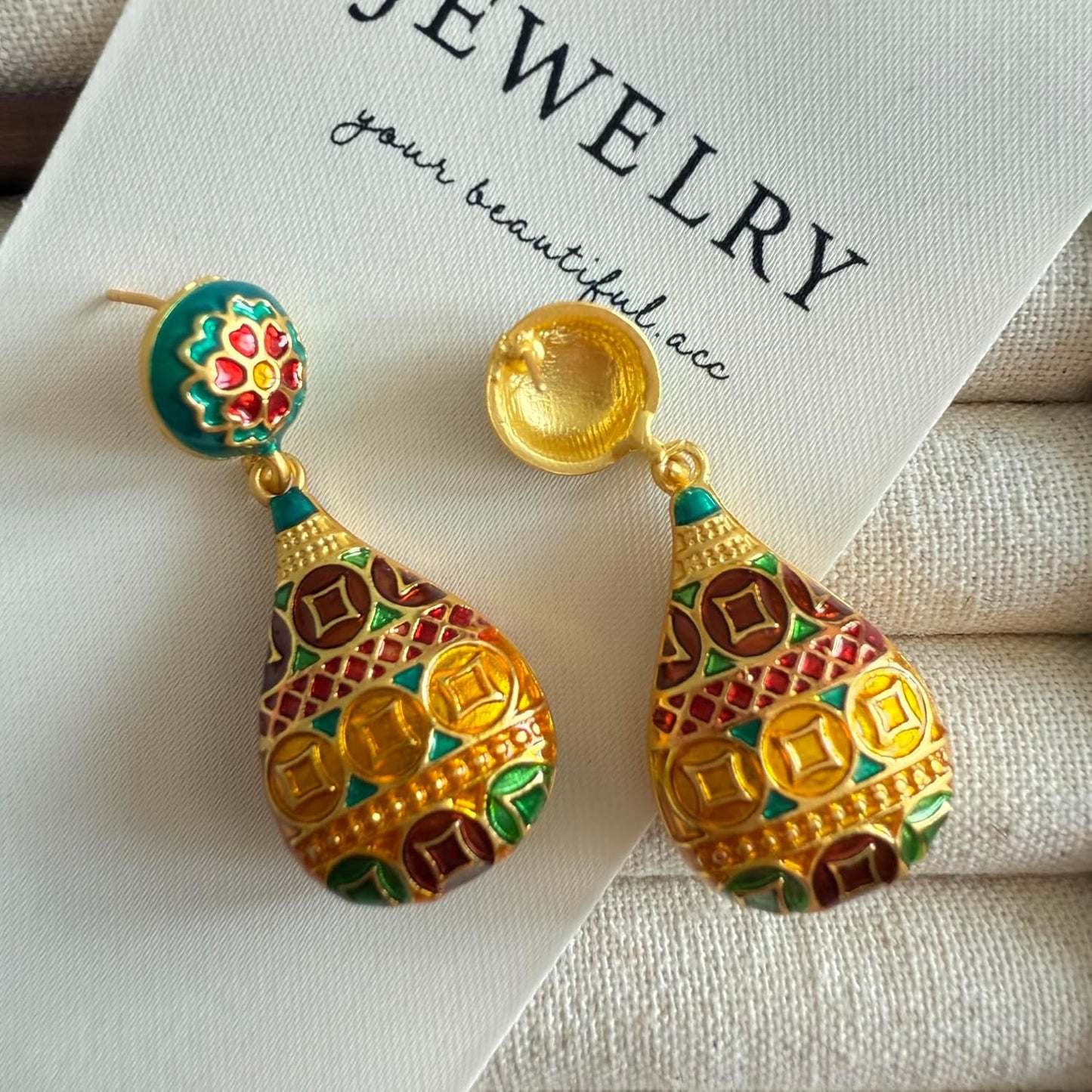 Manufacturer Vintage Style Gold Plated Chinese Floral Drop Silver Stud Fashion Earrings for Women earring