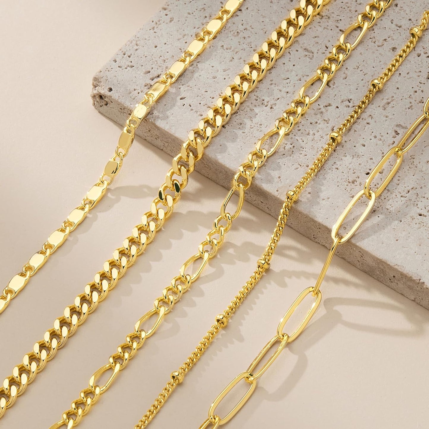 Manufacturer Gold Bracelets for Women Trendy,14K Real Gold Plated Dainty Stackable Paperclip Cuban Link Chain Bracelets,Cuff Bracelets Jewelry Set Adjustable 7"+2" bracelets