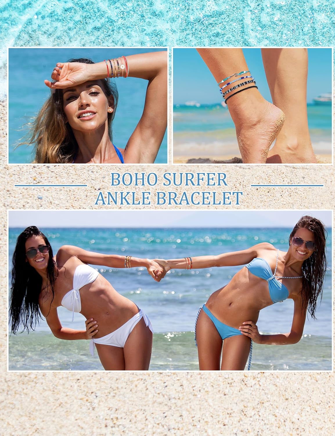 Manufacturer LOLIAS 24 Pieces Waterproof String Bracelets for Women Surfer Wave Boho Bracelet Adjustable Handmade Friendship Bracelet String Ocean Beach Boho Bracelets Anklets for Women bracelets