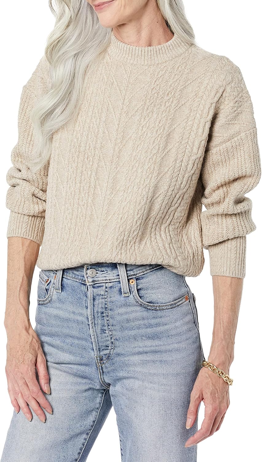 Manufacturer Amazon Essentials Women's Soft-Touch Modern Cable Crewneck Sweater (Available in Plus Size) sweaters