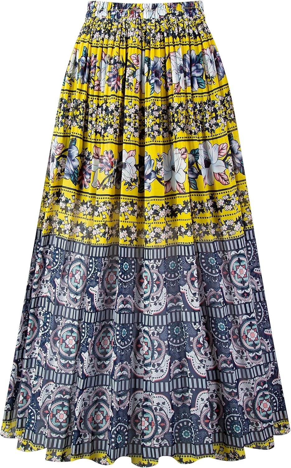 Manufacturer Kingfancy Women's Pleated Skirt Chiffon Elastic Waist A-Line Midi Length Skirt skirts