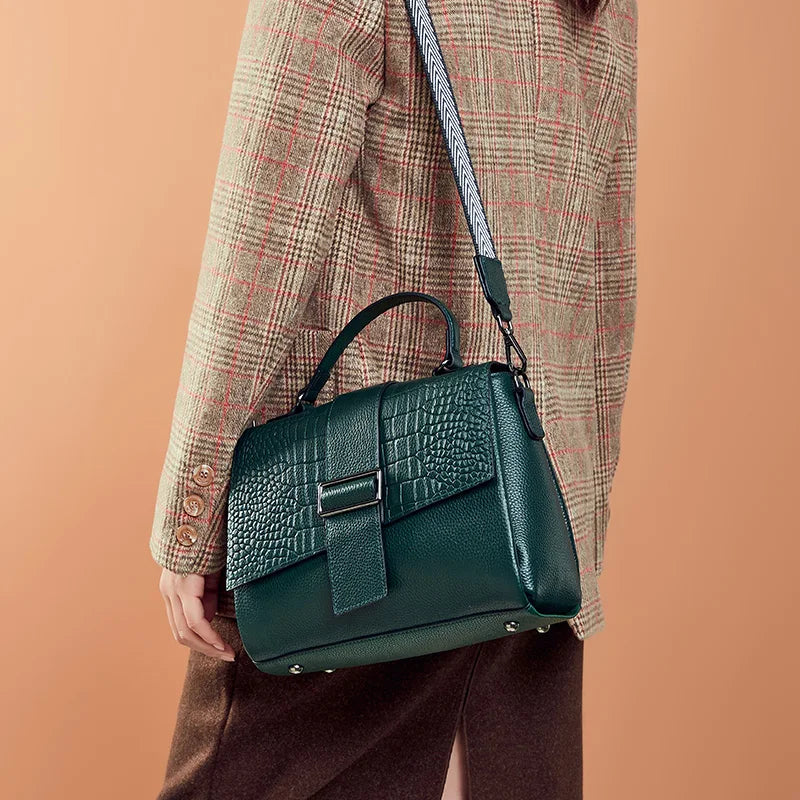 Zency New Vintage Exqusite Women's Shoulder Bags Soft Genuine Leather Handbag Super Quality Female Black Crossbody Bag