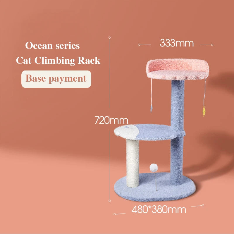 Cat climbing frame cat nest cat tree integrated solid wood grab column large villa does not occupy cat tower jumping platform cat toy