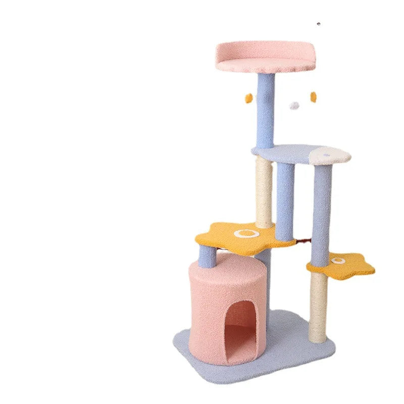 Cat climbing frame cat nest cat tree integrated solid wood grab column large villa does not occupy cat tower jumping platform cat toy