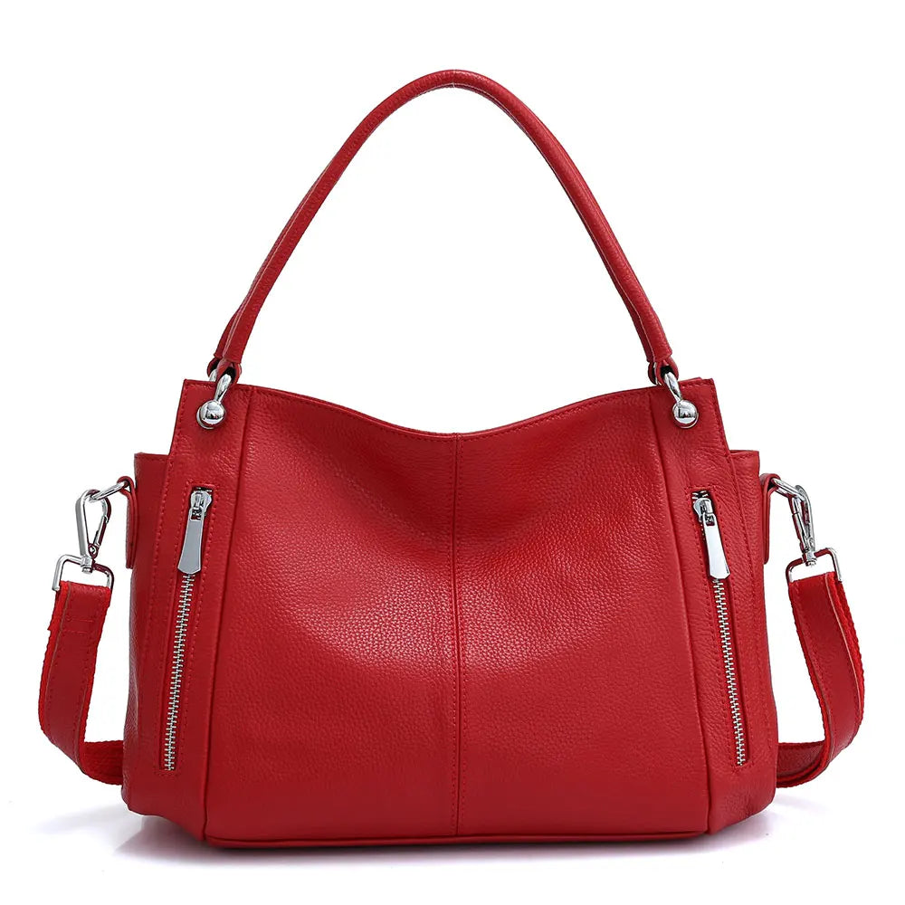 Zency 100% Genuine Leather Handbag Female Classic Simple Vintage Women Shopper Tote Lady Shoulder Bag Commuter Casual Crossbody