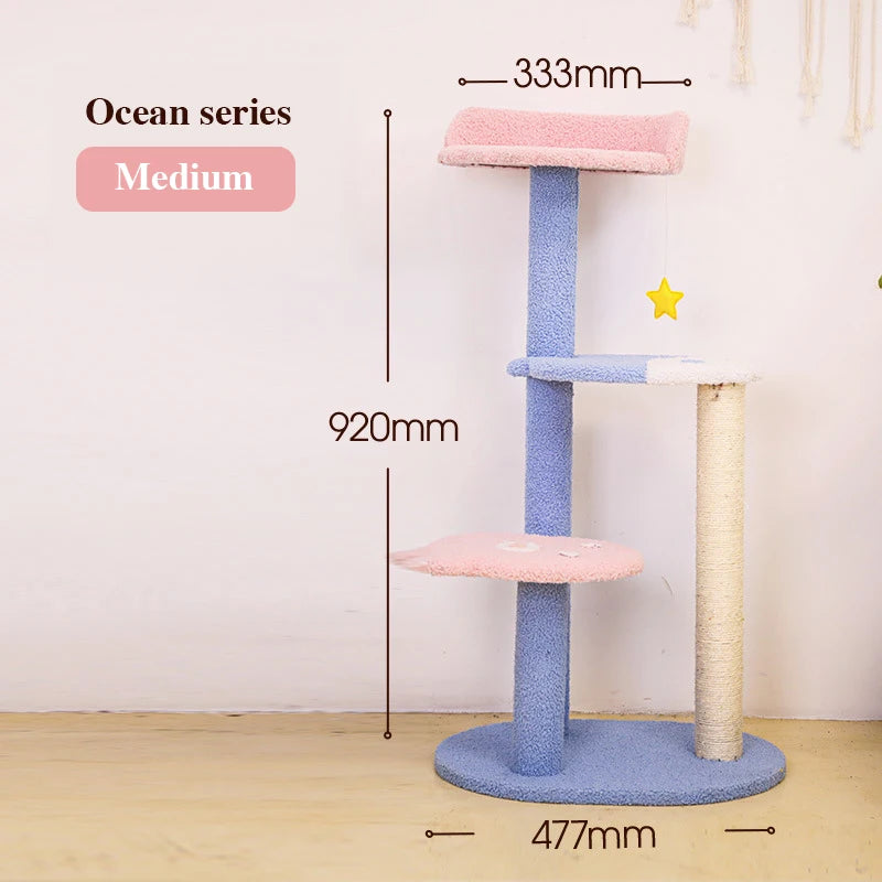 Cat climbing frame cat nest cat tree integrated solid wood grab column large villa does not occupy cat tower jumping platform cat toy