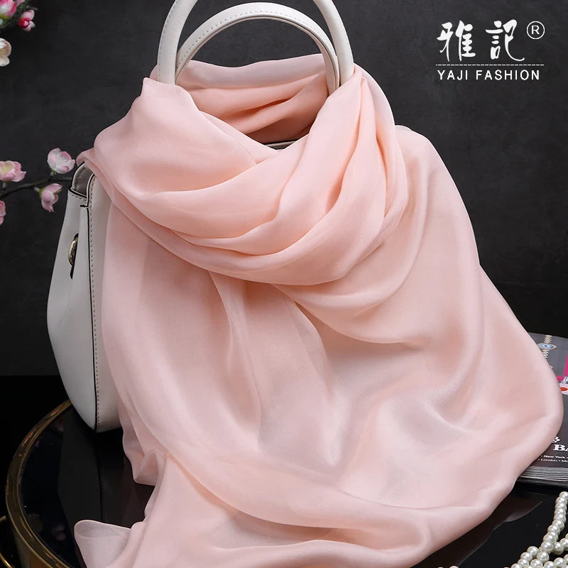 Nude pink silk scarf fashion women Neck female soft elegant solid color Hangzhou 100% silk scarf shawl long spring autumn