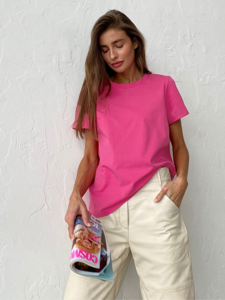 Short-sleeved T-shirt European and American summer new women's fashion casual home commuting versatile round neck short-sleeved T-shirt