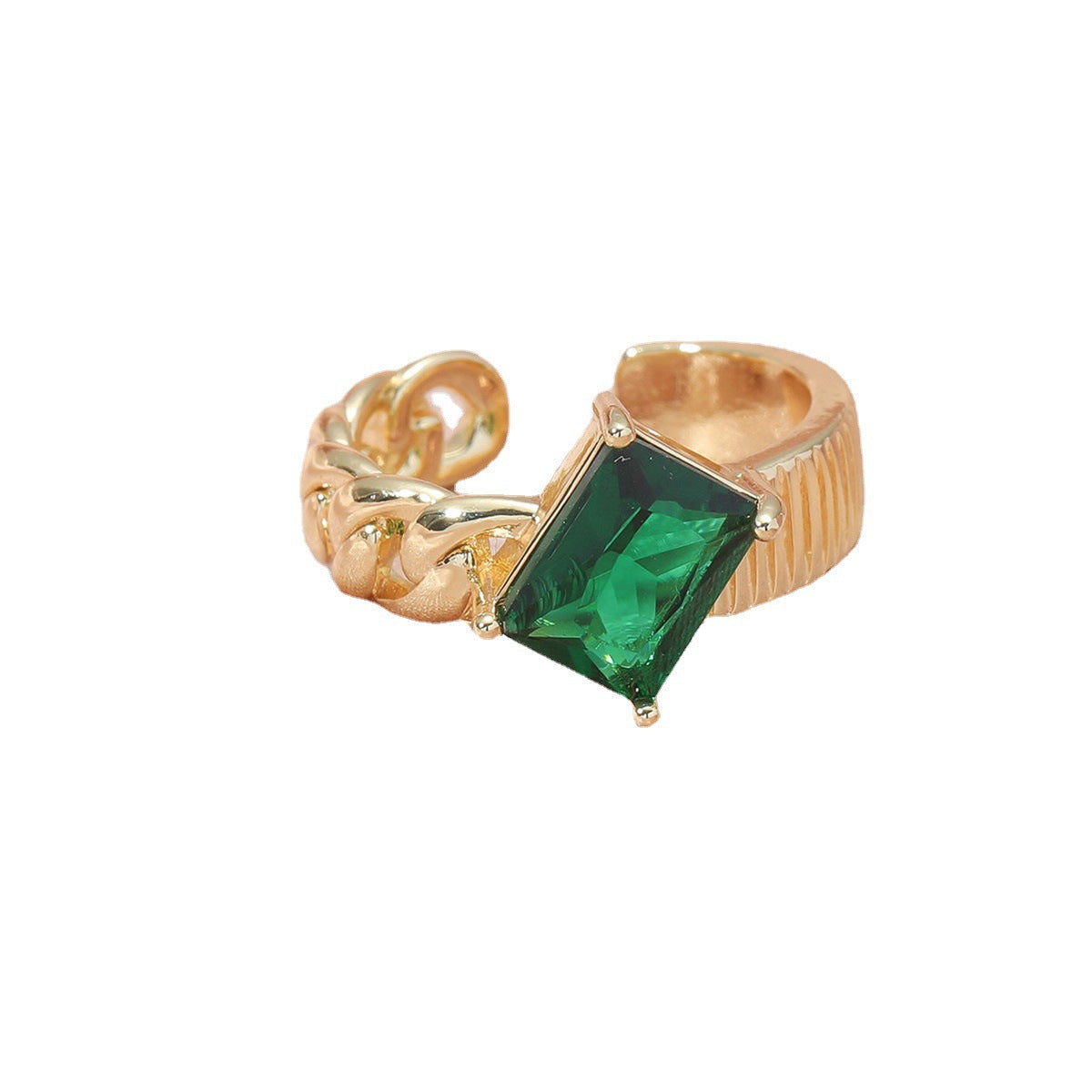 Exaggerated fashion geometric ring women, temperament light luxury opening adjustable rings jewelry
