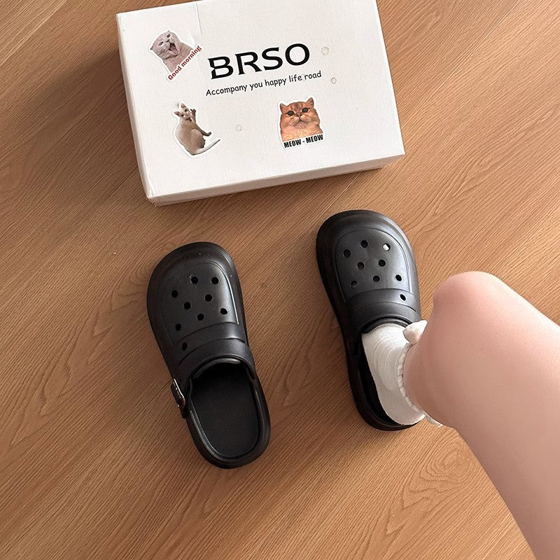 Simple Birkenstock hole shoes new beach non-slip deodorant stepping on shit bag head slippers women's summer wear