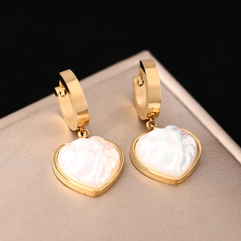 Korean version of Internet celebrity love mermaid color pendant earrings temperament versatile high sense light luxury earrings jewelry does not fade