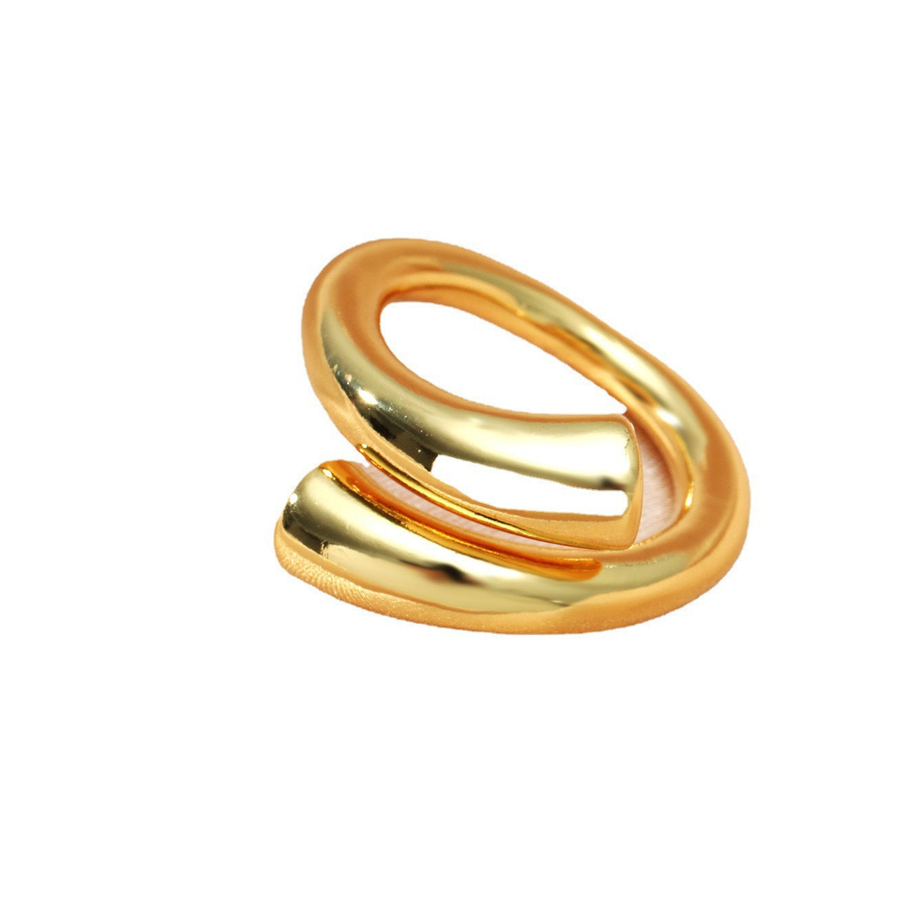 Brass gold plated ins simple Internet celebrity temperament gold glossy circle ring cross wound open rings wholesale