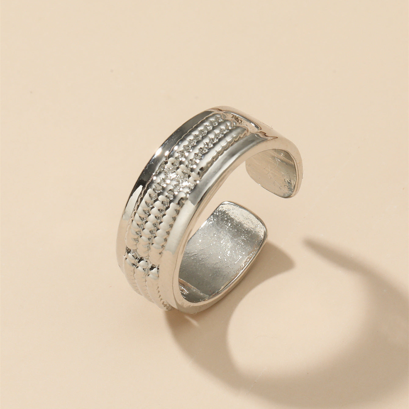 Copper plated real gold European and American style wide mouth ring Internet celebrity same Korean accessories rings