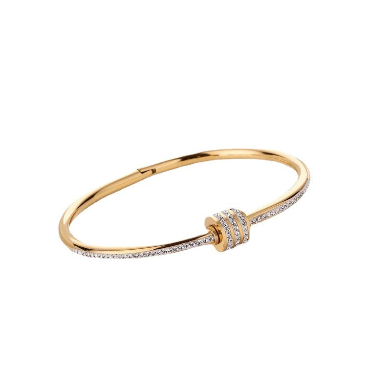 European and American cross-border hot-selling titanium steel bracelet women's small waist with diamonds, fashionable, simple and creative bracelet, hand jewelry does not fade