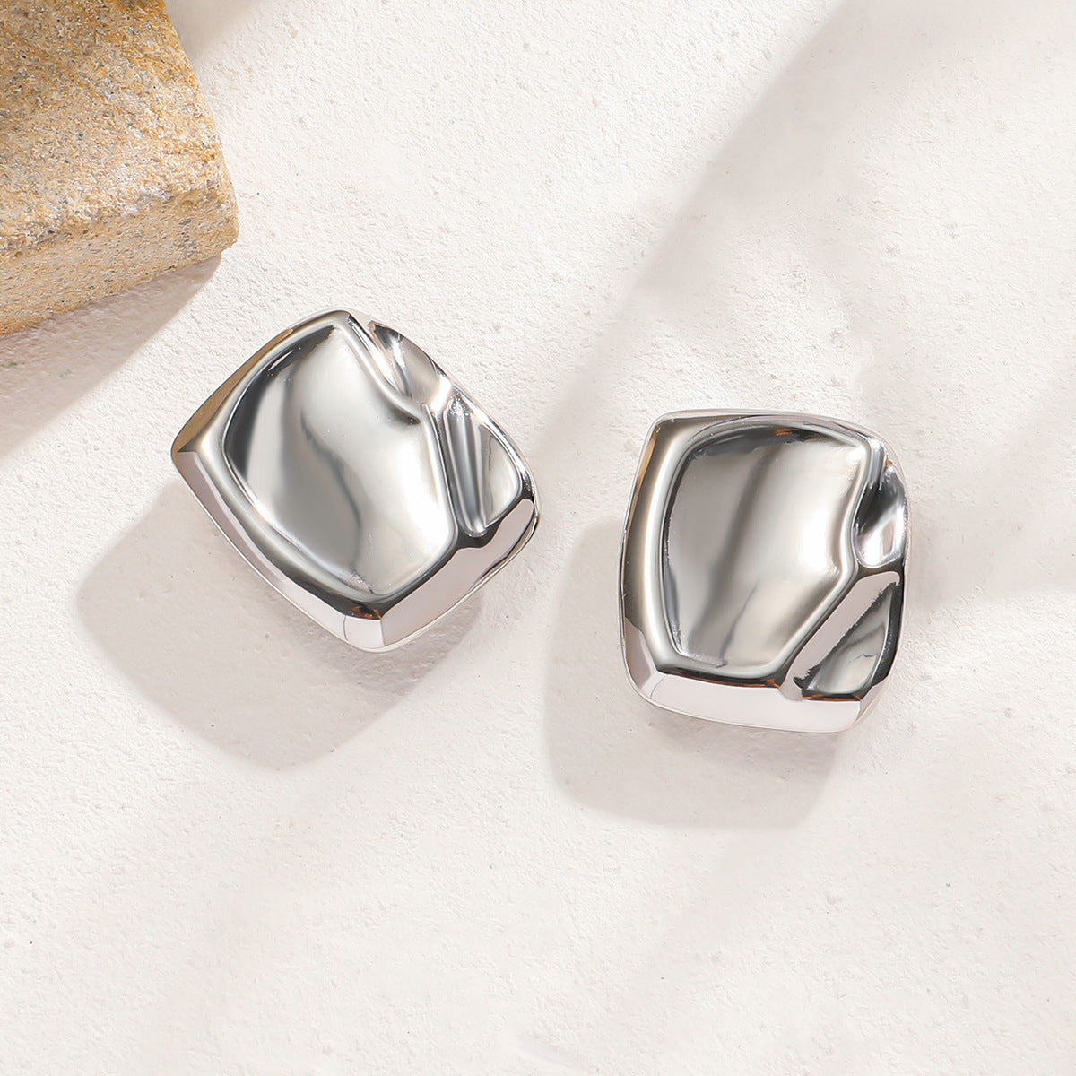 Malt stainless steel titanium steel geometric ear clips premium sense niche ins earrings earrings hot-selling earrings