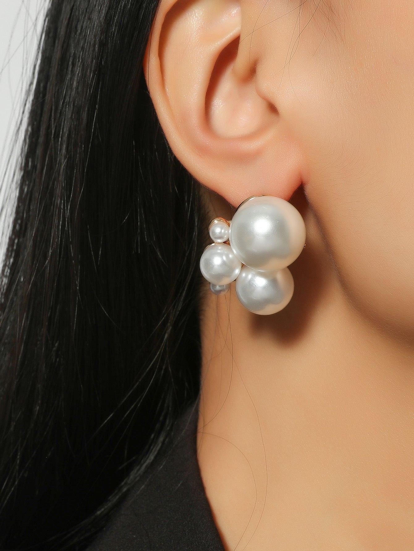 Dichka fashion geometric pearl zircon crystal long fringed earrings women's high-end luxury temperament stud earrings earrings
