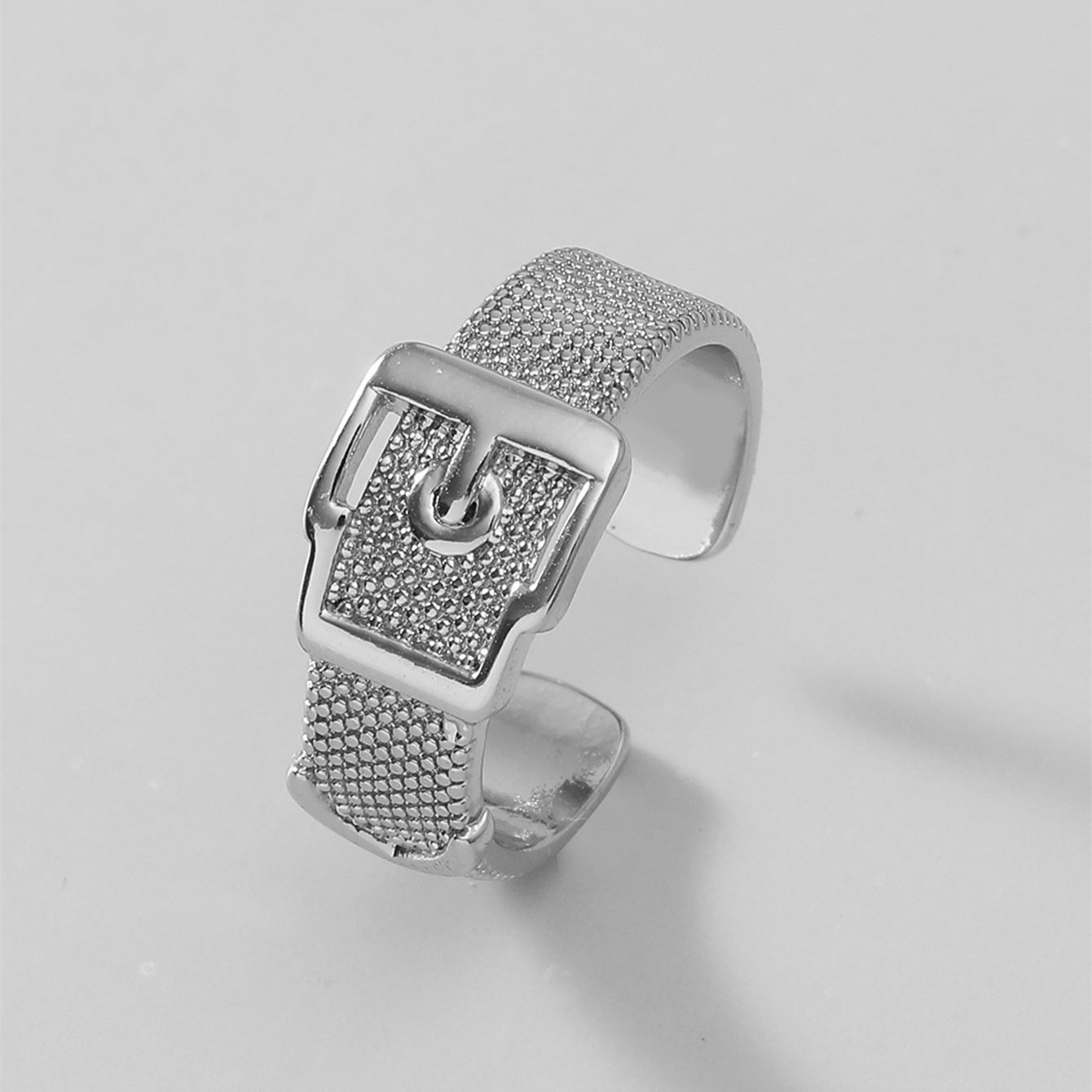 Japan and South Korea exquisite luxury plaid geometric opening metal rings temperament design sense letter index finger ring wholesale