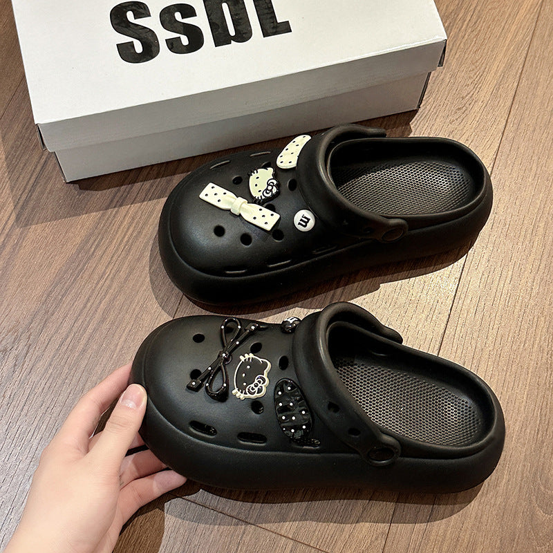 Hole shoes shoe flower cartoon DIY cute bow women KT cat shoes summer decorative accessories head half slippers