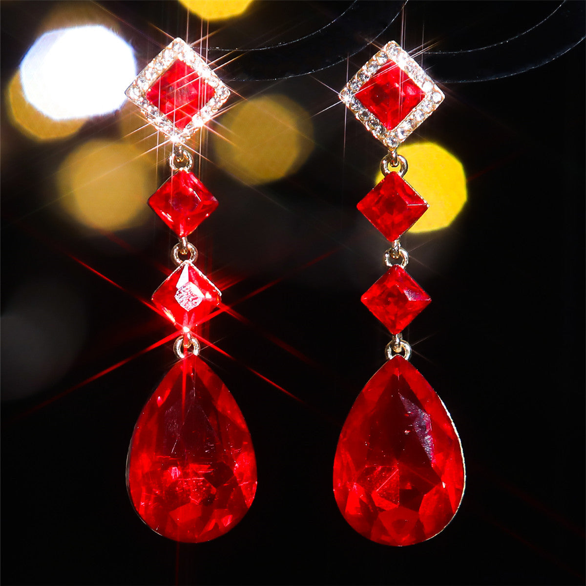 European and American jewelry, colored glass rhinestone earrings for women, exaggerated personality and shiny earrings earri.